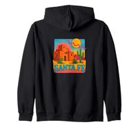 Santa Fe Adobe Sunset Southwest Desert Sunscape Style Zip Hoodie