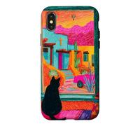 Santa Fe Cat Desert Window Colorful Southwest Case for iPhone X/XS