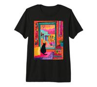 Santa Fe Cat Desert Window Colorful Southwest Premium T-Shirt