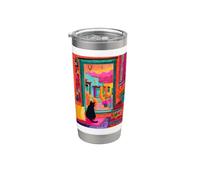 Santa Fe Cat Desert Window Colorful Southwest Stainless Steel Insulated Tumbler
