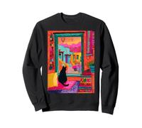 Santa Fe Cat Desert Window Colorful Southwest Sweatshirt