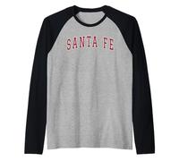 Santa Fe New Mexico Souvenir Sport College Style Red Text Raglan Baseball Tee