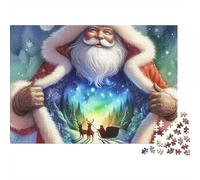 Santa Feeding A Cardinal in Snowy SceneJigsaw Puzzle Winter Mind Relaxation Adults Stress Relief Wall Art Decor 1000 Pieces 52x38cm/1000pcs