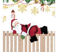 Santa Fence Peeker - Christmas Theme Fence Decorations | Christmas Fence Peeker | Decorative Fence Sign | Garden Yard Decorations | Fence Sign Decorations | Garden Fence Sign Ornament