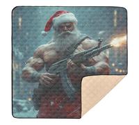 Santa Firing Rifle in Festive City Soft Foam Baby Activity Play Mat for Indoor Outdoor Comfortable Infant Play Activity Mat for Baby Kids Toddlers Infants, 50'' x 50''