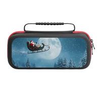 Santa Flying Christmas Night Carrying Case Compatible with Switch Hard Travel Storage Bag with 20 Game Card Slots