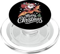 Santa Flying Dinosaur Funny Christmas PopSockets PopGrip for MagSafe