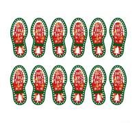 Santa Footprint Stickers 12Pcs 11.8x5.2in Festive Red Green Design | Plastic material Self-adhesive for easy setup For stairs entryways outdoors Christmas theme HO HO HO snowflakes trees