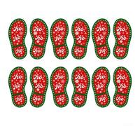 Santa Footprint Stickers 12Pcs 11.8x5.2in Festive Red Green Design | Plastic material Self-adhesive for easy setup For stairs entryways outdoors Christmas theme HO HO HO snowflakes trees
