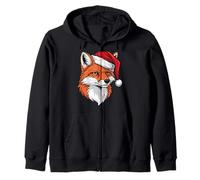Santa Fox Christmas Vibe for Animal Lovers Fun Holiday Wear Zip Hoodie