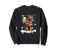 Santa German Shepherd Sunglasses Drinking Beer Christmas Sweatshirt