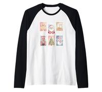 Santa Gingerbread Joyful Holiday Stamps Raglan Baseball Tee