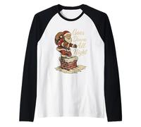 Santa Goes Down All Night Couples Matching Christmas Raglan Baseball Tee