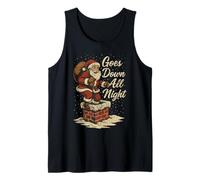 Santa Goes Down All Night Couples Matching Christmas Tank Top