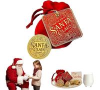 Santa Gold Coin -‘Thank You for The Milk & Cookies’! - Gold Alloy Santa Claus Coins, Christmas Art Souvenir, Holiday Stocking Stuffers Blessing Present for Family Friends Collector (1 Pcs)