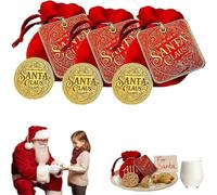 Santa Gold Coin -‘Thank You for The Milk & Cookies’! - Gold Alloy Santa Claus Coins, Christmas Art Souvenir, Holiday Stocking Stuffers Blessing Present for Family Friends Collector (3 Pcs)
