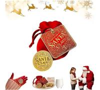 Santa Gold Coin “Thank You for The Milk & Cookies”, Santa Claus Coins Christmas Keepsake, Gold Alloy Keepsake for Stocking Stuffers, Family Blessing Present & Santa Snack Souvenir (1pcs)