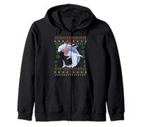 Santa Hammerhead Shark Christmas Ugly Xmas Sweater Zip Hoodie