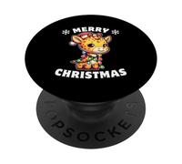 Santa Hat Christmas Fairy Lights Giraffe PopSockets Adhesive PopGrip