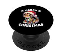 Santa Hat Christmas Fairy Lights Leopard Gecko PopSockets Adhesive PopGrip
