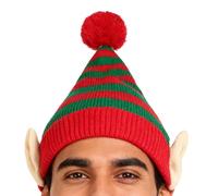 Santa Hat - Christmas Hat, Christmas Santa Winter Headwear, Festive Striped Headwear with Ear | Dwarf Cap Adults | for Fun Outdoor Cosplay Party Holiday Family Gathering Festival Event Celebration