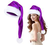 Santa Hat - Christmas Hat for Adult, Adult Luxury Christmas Holiday Hat, Unisex Soft Plush Plus Long Santa Hat, Suitable for Christmas, New Year Holiday Party Supplies Gifts (Purple, 32 * 45cm)