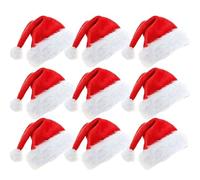 Santa Hat Christmas Hats Adults: Luxury Xmas Holiday Hat for Adults Unisex Velvet Father Christmas Hat - Santa Hats for Adults Plush Santa Claus Hat for New Year Festive Party Gifts (9Pack)