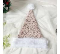 Santa Hat Christmas Hats for Kids and Adults, Shiny Sequin Champagne Xmas Hat, Thicken Luxury Plush Santa Claus Hats for Xmas New Year Party Supplies