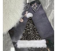 Santa Hat Christmas Hats for Kids and Adults,Shiny Sequin Xmas Hat Unisex Classic Velvet Xmas Holiday Hat,Thicken Luxury Plush Santa Hats Santa Claus Hats for Christmas New Year Party Supplies
