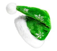 Santa Hat - Christmas Snowflake Sequin Velvet Plush Soft Fabric Unisex Father ChristmasHat | For Holiday Festival Celebration Masquerade Carnival Performance Christmass