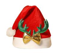 Santa Hat - Cute Party Headwear With Reindeer Antlers,Holiday Unisex Santa Hat - for Women Boys Girls Youth Teens New Year Birthday Holiday