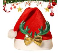 Santa Hat | Cute Party Headwear With Reindeer Antlers,Thicken Holiday Christmas Hat | for Women Boys Girls Youth Teens New Year Birthday Holiday