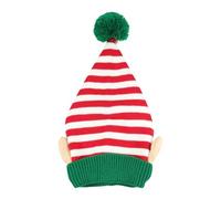 Santa Hat, Festive Striped Headwear with Ear for Holiday Celebration, Christmas Dwarf Hat Adults, Soft Knitted Material, Warm Comfortable Fit for Outdoor, Cosplay, Party, Family Gathering