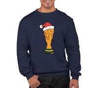 Santa Hat Football Champions World Cup Trophy Funny Kids Xmas Adults Unisex Ugly Christmas Theme Xmas Jumper Xmas Sweatshirt Adults Unisex Sweater Christmas (M, Navy)