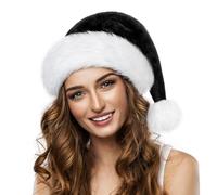 Santa Hat for Adults Father Christmas Hats, Plush Xmas Santa Claus Hat | Luxury Deluxe Velvet Comfy Classic Outfit with Double Thicken Soft Liner Fabric for New Year Festive Party Holiday Decor
