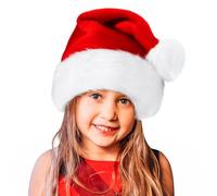 Santa Hat for Christmas - Xmas Holiday Hat for Adults and Kids, Unisex Velvet Comfort, Extra Thicken Classic Fur for Christmas Eve Gifts, New Year Festive Party Supplies (Kids-1 Pcs)