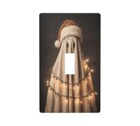 Santa Hat Ghost Christmas Lights Dark Academia Light Switch Cover Decorative Single Toggle 1 Gang Wall Plate for Kitchen Farmhouse Bedroom Bathroom Art Decor