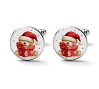 Santa Hat Gift And Merry Alloy Cufflinks for Men 17mm 20mm Shirt Cuff Links for Wedding Business Formal Dress Father's Day Birthday Gift for Him