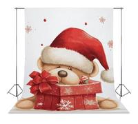 Santa Hat Gift And Merry Christmas Backdrop Background for Photography High Density Polyester Fabric Background Banner Seamless Photo Booth Prop Backdrop 56"x79" for Birthday Party Decor Photoshoot Ba