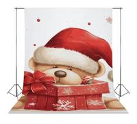 Santa Hat Gift And Merry Christmas Backdrop Background for Photography High Density Polyester Fabric Background Banner Seamless Photo Booth Prop Backdrop 56"x98" for Birthday Party Decor Photoshoot Ba