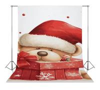 Santa Hat Gift And Merry Christmas Backdrop Background for Photography High Density Polyester Fabric Background Banner Seamless Photo Booth Prop Backdrop 56"x118" for Birthday Party Decor Photoshoot B