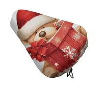 Santa Hat Gift and Merry Christmas Bike Seat Rain Cover Waterproof Dustproof Bikes Saddle Cushion Soft Bicycle Seat Pad Covers with Drawstring for Men Women