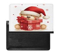 Santa Hat Gift And Merry Christmas Passport Holder with Card Slots Portable Passport Cover Compact Waterproof Passports Protector