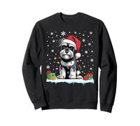 Santa Hat Miniature Schnauzer Christmas Lights Xmas Sweatshirt