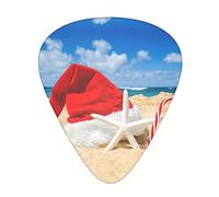 Santa Hat On The Beach And Starfish Stolmx Guitar Pick Set - Full Print Design, 3 Thicknesses Available