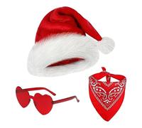 Santa Hat Set, Christmas Hat - Western Hat - 3X Glasses Heart Christmas Party Wide Brim Cowgirl Accessory