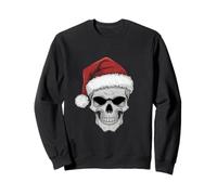 Santa Hat Skull Heavy Metal Goth Sarcastic Rock Christmas Sweatshirt