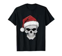 Santa Hat Skull Heavy Metal Goth Sarcastic Rock Christmas T-Shirt