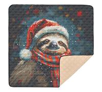Santa Hat Sloth Baby Play Mat for Floor, 127x127 CM Playpen Mat,Thicken Soft Non-Slip Tummy Time Mat for Toddlers and Infants