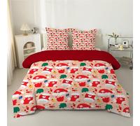 Santa Hat Super King Duvet 7.5 Tog, Anti-Allergy Coverless Holly Berries Duvet Super King, Cinnamon Bed Quilts for All Seasons - Soft & Machine Washable Comforter Bedding with 35 Pillowcases - F34